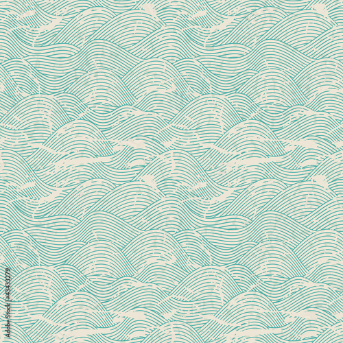 Vector: Seamless wave hand drawn pattern. Abstract vintage background. Seamless wave hand drawn pattern. Abstract vintage background.