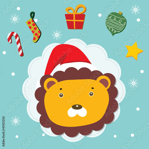 Vector: lion christmas celebration lion christmas celebration
