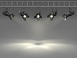 Spotlights illuminated wall. Space for text