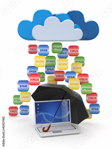Ilustración: Cloud computing concept. Virus, spam protection Cloud computing concept. Virus, spam protection