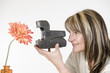 woman photograph orange flower