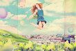 Illustration: art collage with beautiful woman art collage with beautiful woman