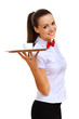 Photo: Young waitress in a white blouse Young waitress in a white blouse