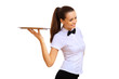 Photo: Young waitress in a white blouse Young waitress in a white blouse