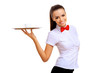 Photo: Young waitress in a white blouse Young waitress in a white blouse