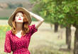Redhead girl at outdoor.