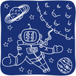 Vector: Drawing of an astronaut and planets Drawing of an astronaut and planets