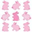 Vector: Baby Bunny Rabbits in pastel pink gingham and polka dots Baby Bunny Rabbits in pastel pink gingham and polka dots