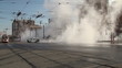 The accident, spill the hot water in the city