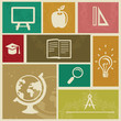 Set with vintage education labels