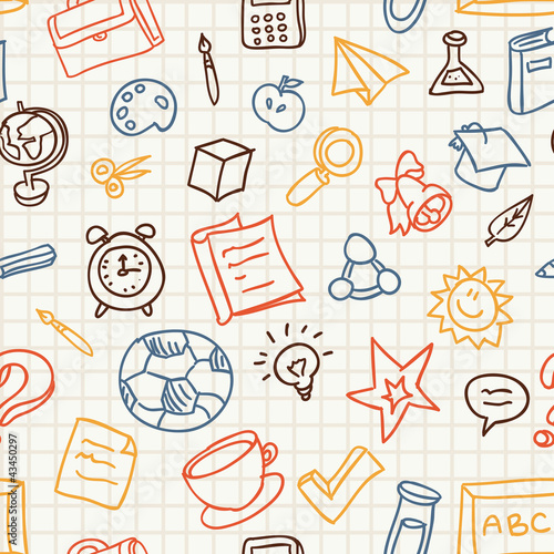 Vector: seamless pattern with education and school icons seamless pattern with education and school icons
