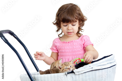 Photo: child playing with kitten child playing with kitten