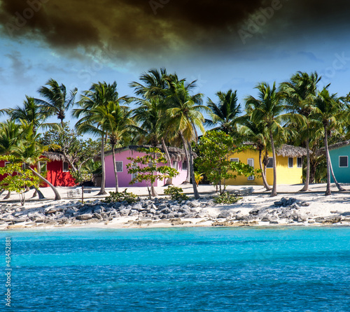 Photo: Colorful Caribbean houses tropical vivid colors Colorful Caribbean houses tropical vivid colors