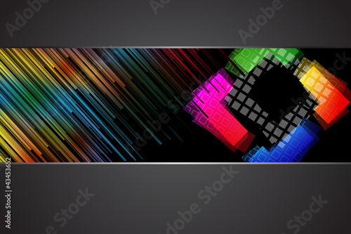 Vector: black background with rainbow colored shape black background with rainbow colored shape