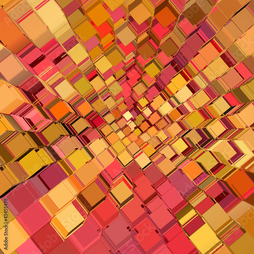 Illustration: 3d abstract fragmented pattern in pink orange red 3d abstract fragmented pattern in pink orange red