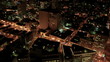 Aerial night illuminated view of city streets, America