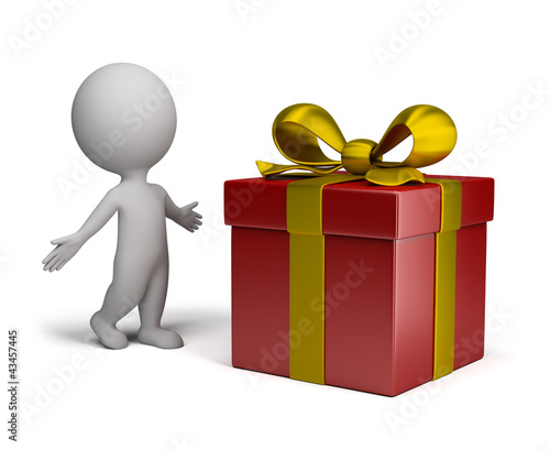 Illustration: 3d small people - big gift 3d small people - big gift