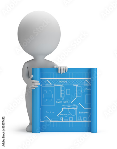 Illustration: 3d small people - blueprint 3d small people - blueprint
