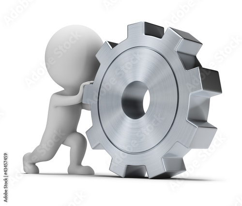Illustration: 3d small people - rolls gear 3d small people - rolls gear