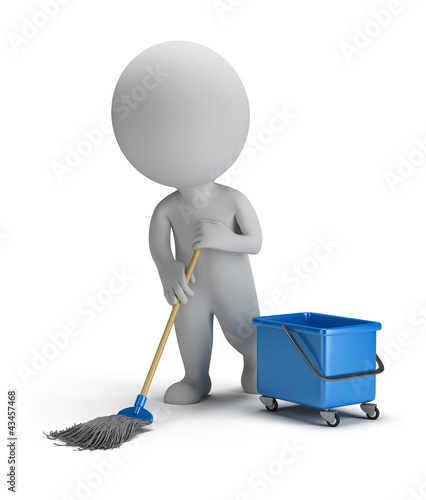 Illustration: 3d small people - sweeper 3d small people - sweeper