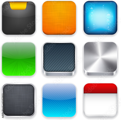 Vector: Square modern app template icons. Square modern app template icons.