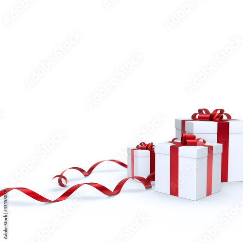Illustration: Geschenkboxen mit rotem Band Geschenkboxen mit rotem Band