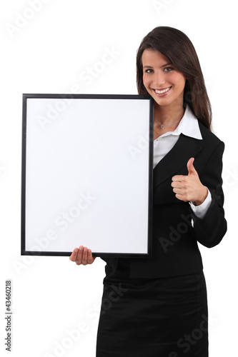Photo: Brunette woman with frame Brunette woman with frame