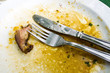 Besteck nach dem Essen auf Teller
