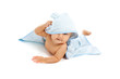 Photo: Beautiful baby under blue towel Beautiful baby under blue towel