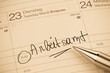 Eintrag im Kalender: Arbeitsamt