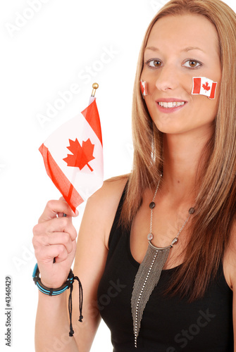 Photo: Young woman with canada flag and tattoos Young woman with canada flag and tattoos