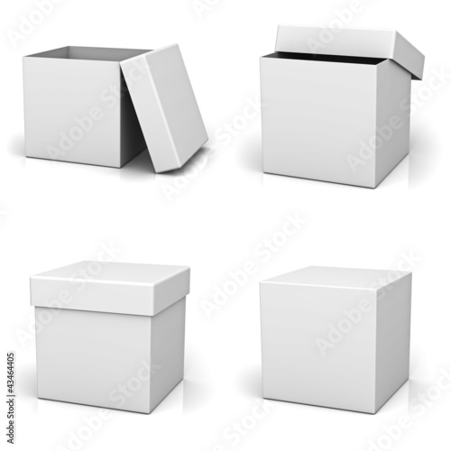 Illustration: Collection of blank box on white background Collection of blank box on white background