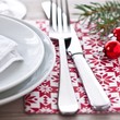 Knife and fork on christmas table