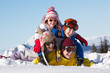 Photo: Group Of Children Having Fun On Ski Holiday In Mountains Group Of Children Having Fun On Ski Holiday In Mountains