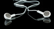 Portable white earphones