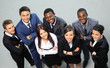 Top view of business people with their hands together