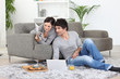 Foto: Couple taking breakfast. Couple taking breakfast.