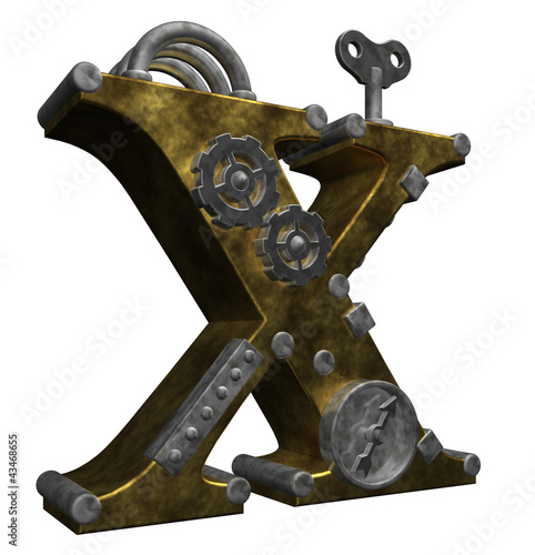 Illustration: steampunk letter x steampunk letter x