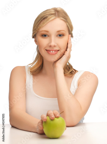 Photo: woman with green apple woman with green apple