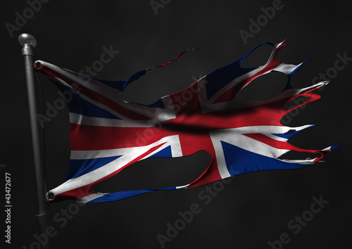 Illustration: tattered union jack flag england great britain tattered union jack flag england great britain