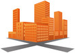 city 3d sunset