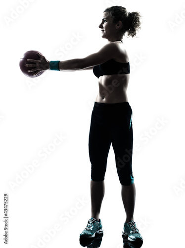 Photo: woman exercising fitness ball workout woman exercising fitness ball workout