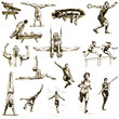 summer sports collection - hand drawings converted into vector