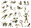winter sports hand drawings converted into vector