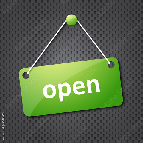 Vector: green open hanging sign green open hanging sign