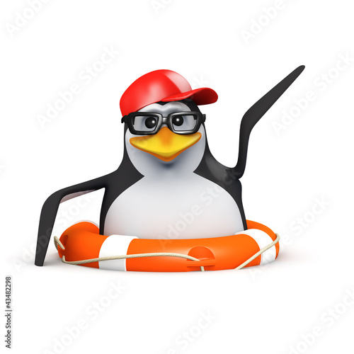Illustration: 3d Penguin in baseball is rescued 3d Penguin in baseball is rescued