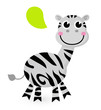 Cute cartoon Zebra isolated on white