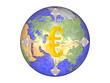 globe with eurosign on white background - 3D