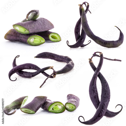 Photo: Collection of Black beans pods and chopped isolated on white Collection of Black beans pods and chopped isolated on white