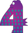 Number 4 from  the Crazy Creature Alphabet set